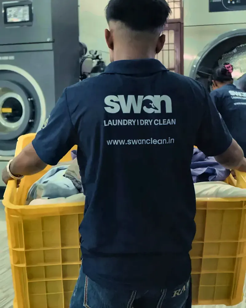 Garments arriving at the plant in crates