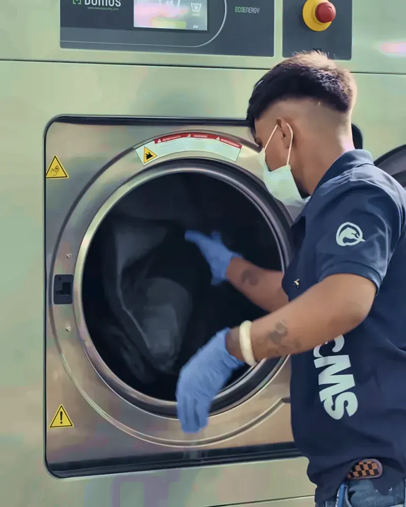 Professional washer being loaded